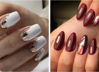 Manicure com folha de ouro: chique e contida ao mesmo tempo.