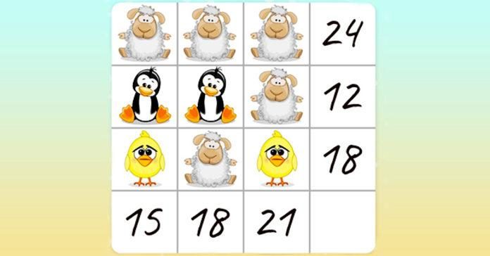 Um quebra-cabeça que ultrapassa os limites da matemática! Você pode encontrar o valor dos animais?