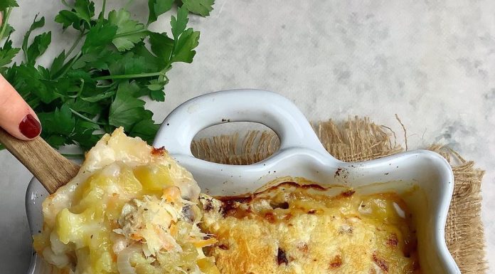 Bacalhau cremoso gratinado com batata doce
