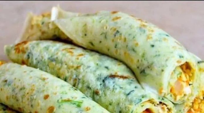 Panqueca de espinafre com frango